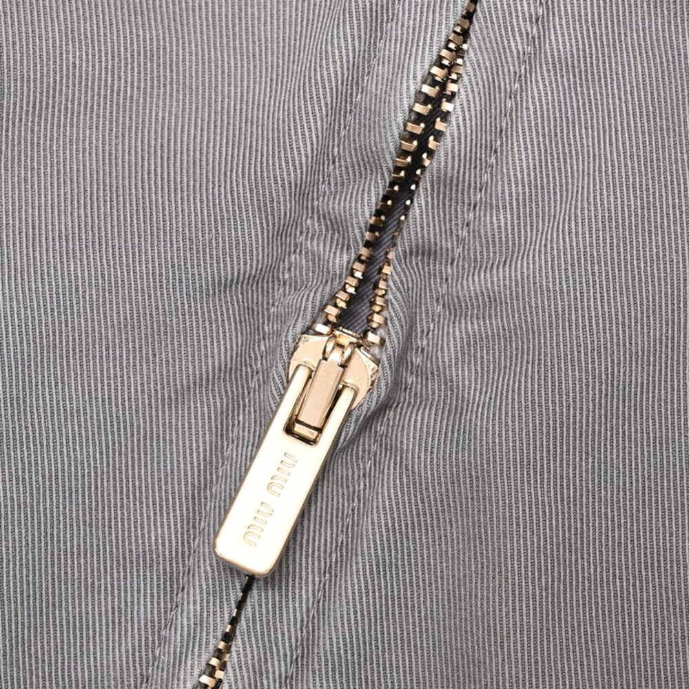 Miu Miu Zip-Up Padded Hooded Jacket in Grey Cotton - Picture 11 of 12